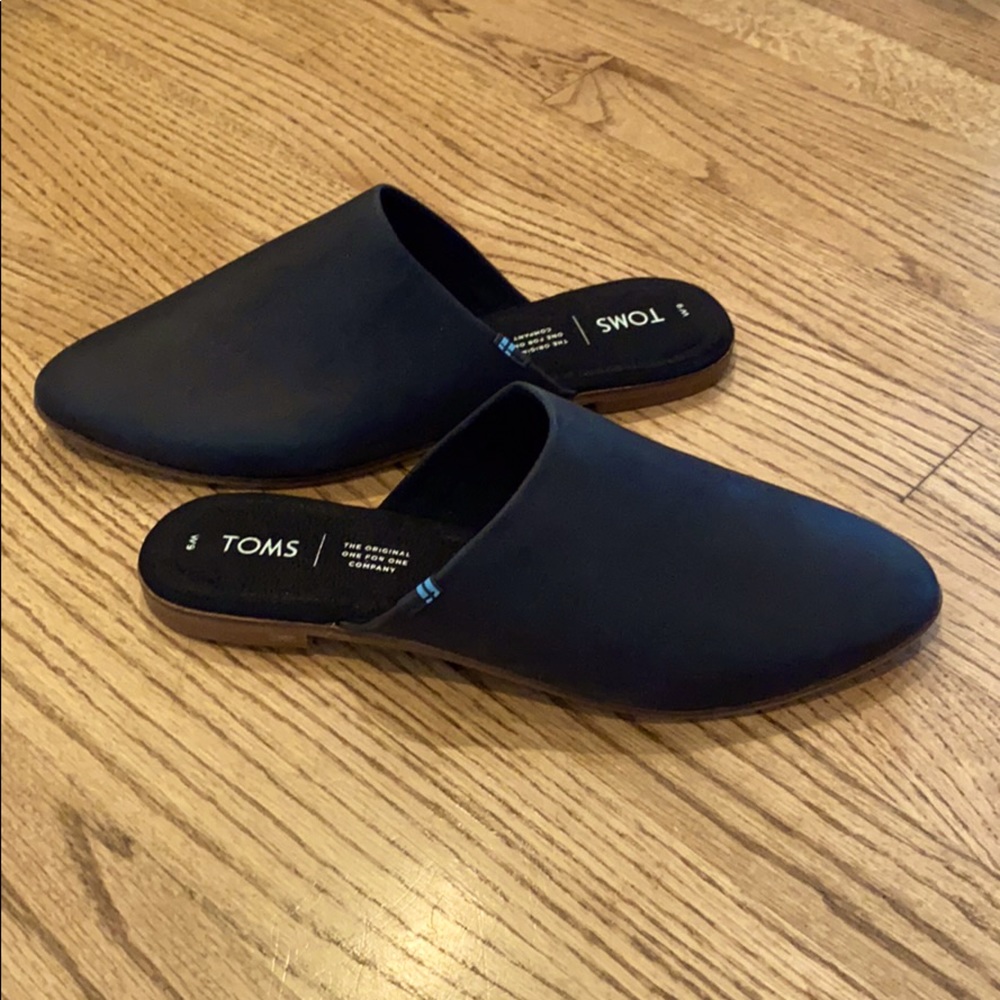 TOMS Black Leather Mules